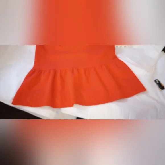 Victoria Beckham Orange and Black Scalloped neck Sleeveless Dress. Ruffle Bottom - Picture 10 of 10